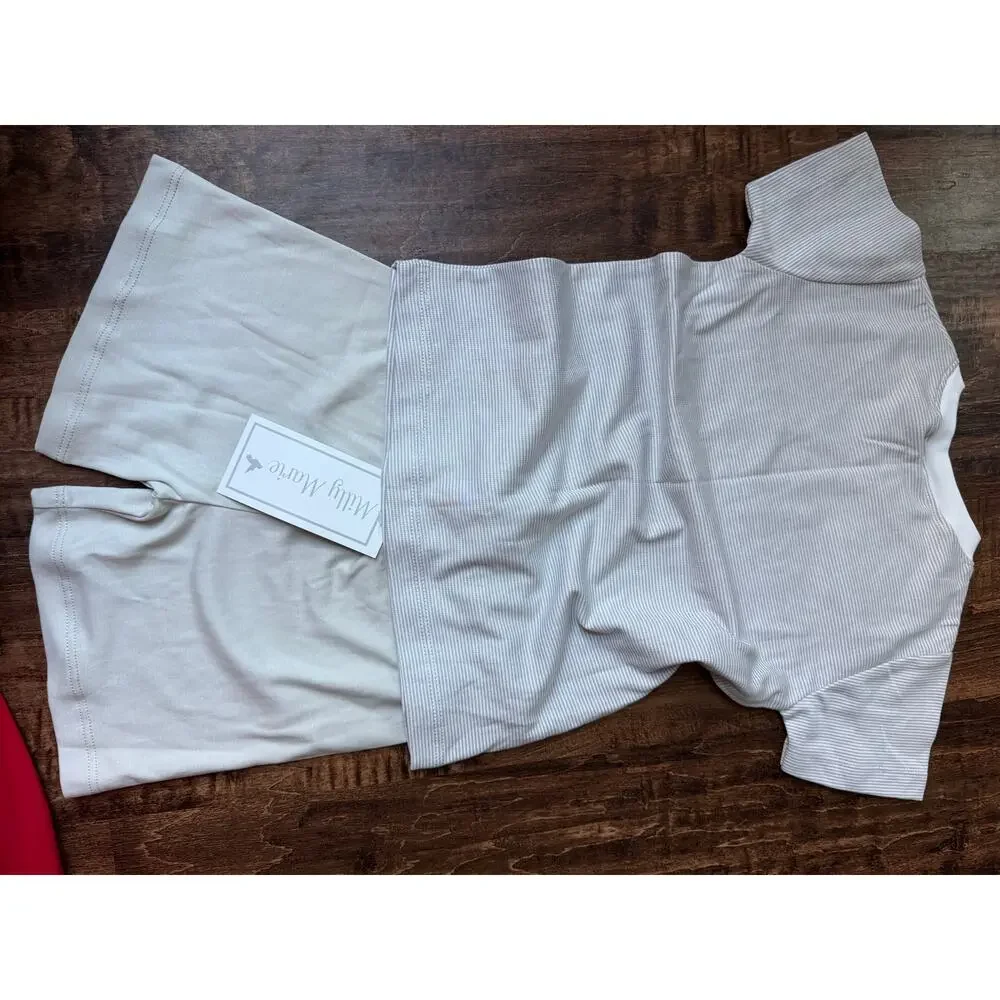 Millie Marie 3T NEW Short Sleeve Pima Short Set gray stripe